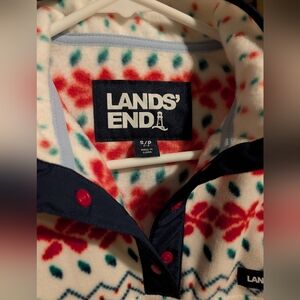 Lands' End Fleece Jacket with Red and Green Pattern
